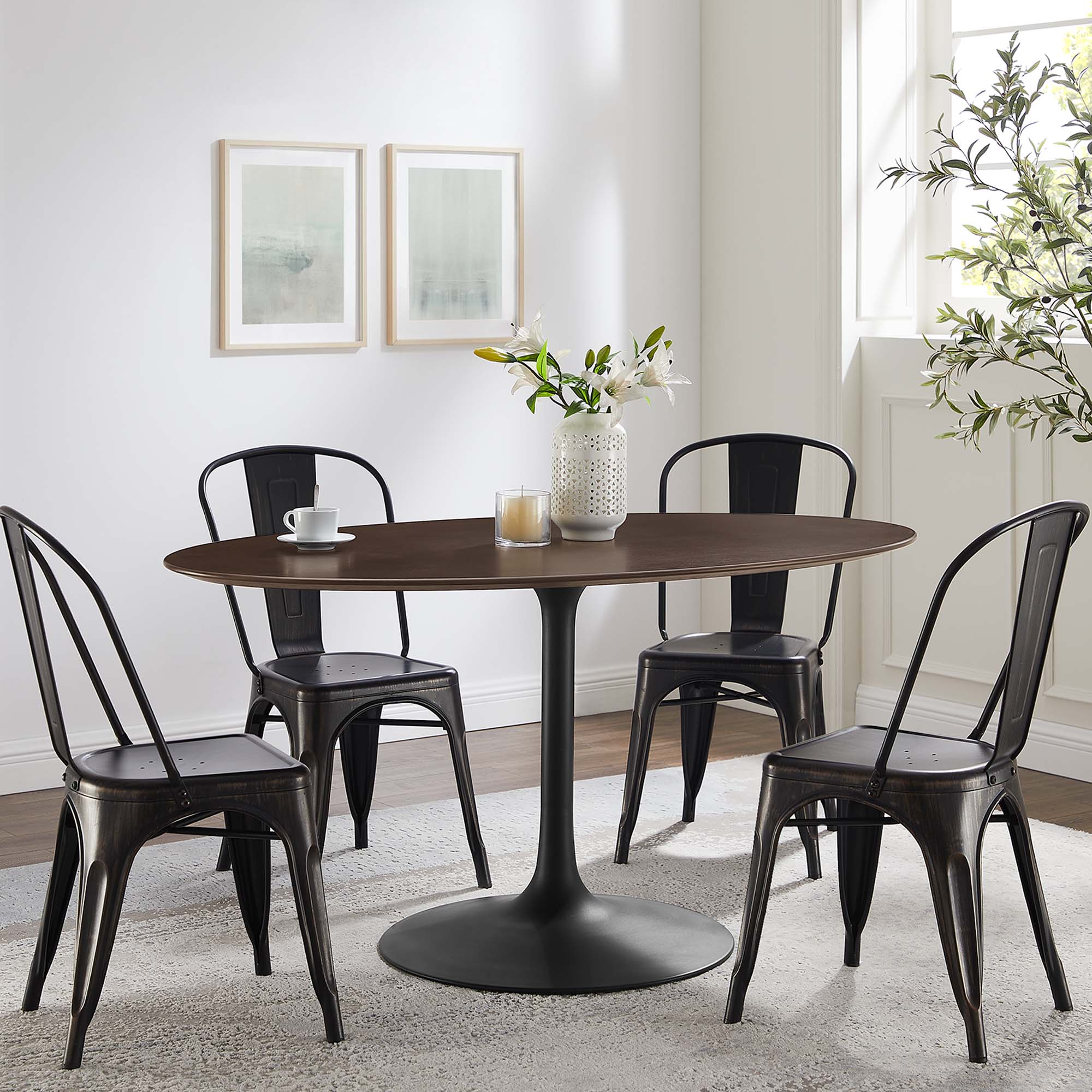 Lippa 60" Oval Wood Dining Table - Black Cherry Walnut