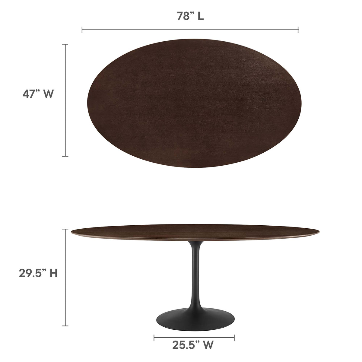 Lippa 78" Oval Wood Dining Table - Black Cherry Walnut