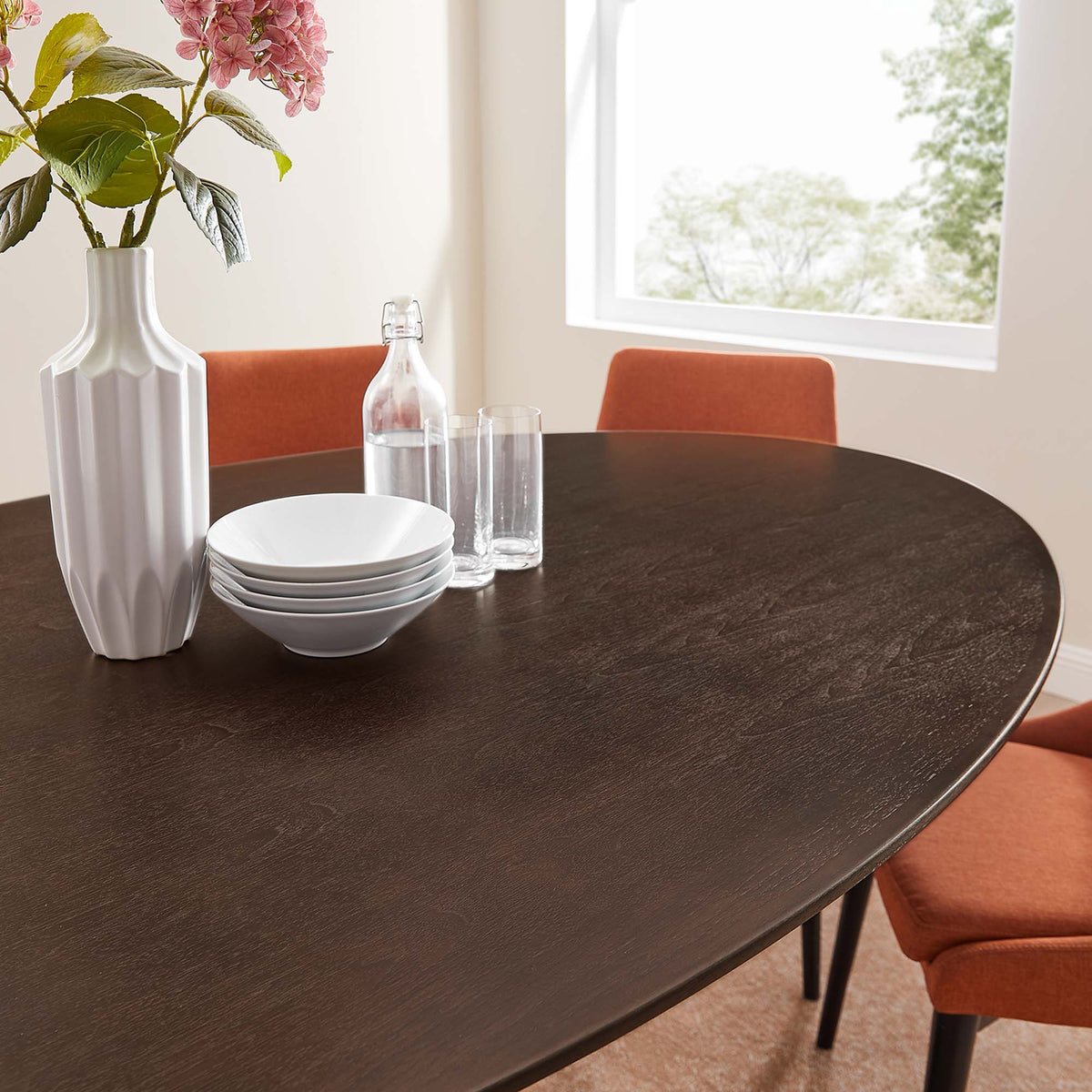 Lippa 78" Oval Wood Dining Table - Black Cherry Walnut