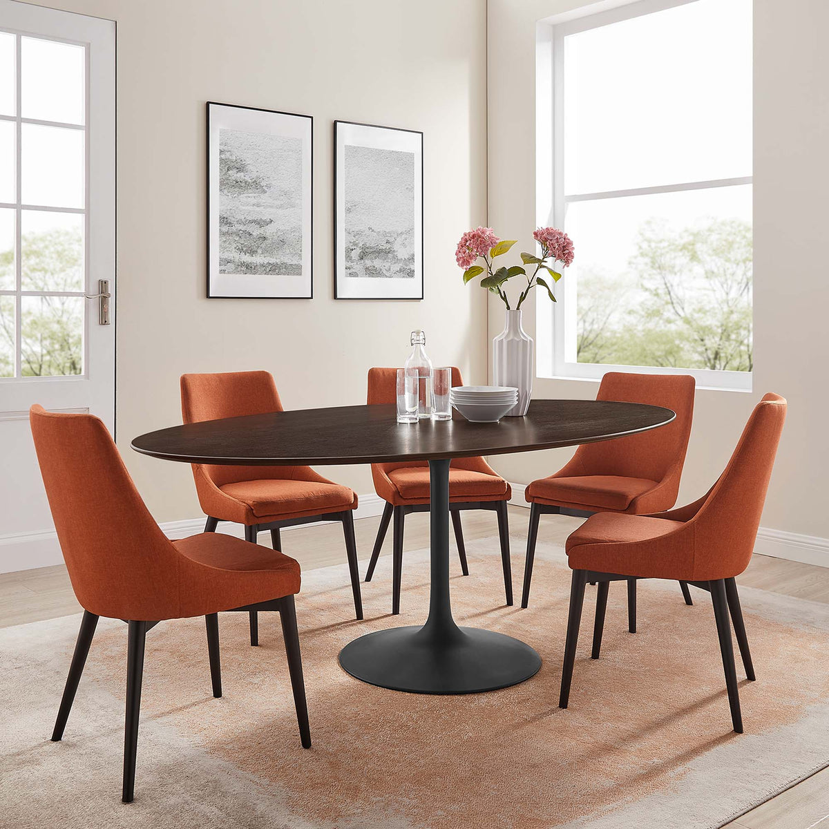 Lippa 78" Oval Wood Dining Table - Black Cherry Walnut