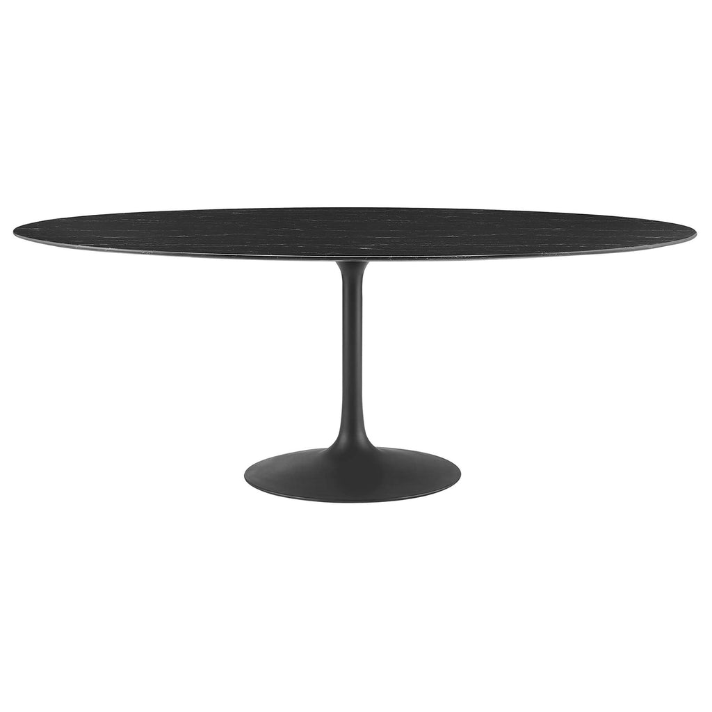 Lippa 78" Oval Faux Marble Dining Table - Black Black