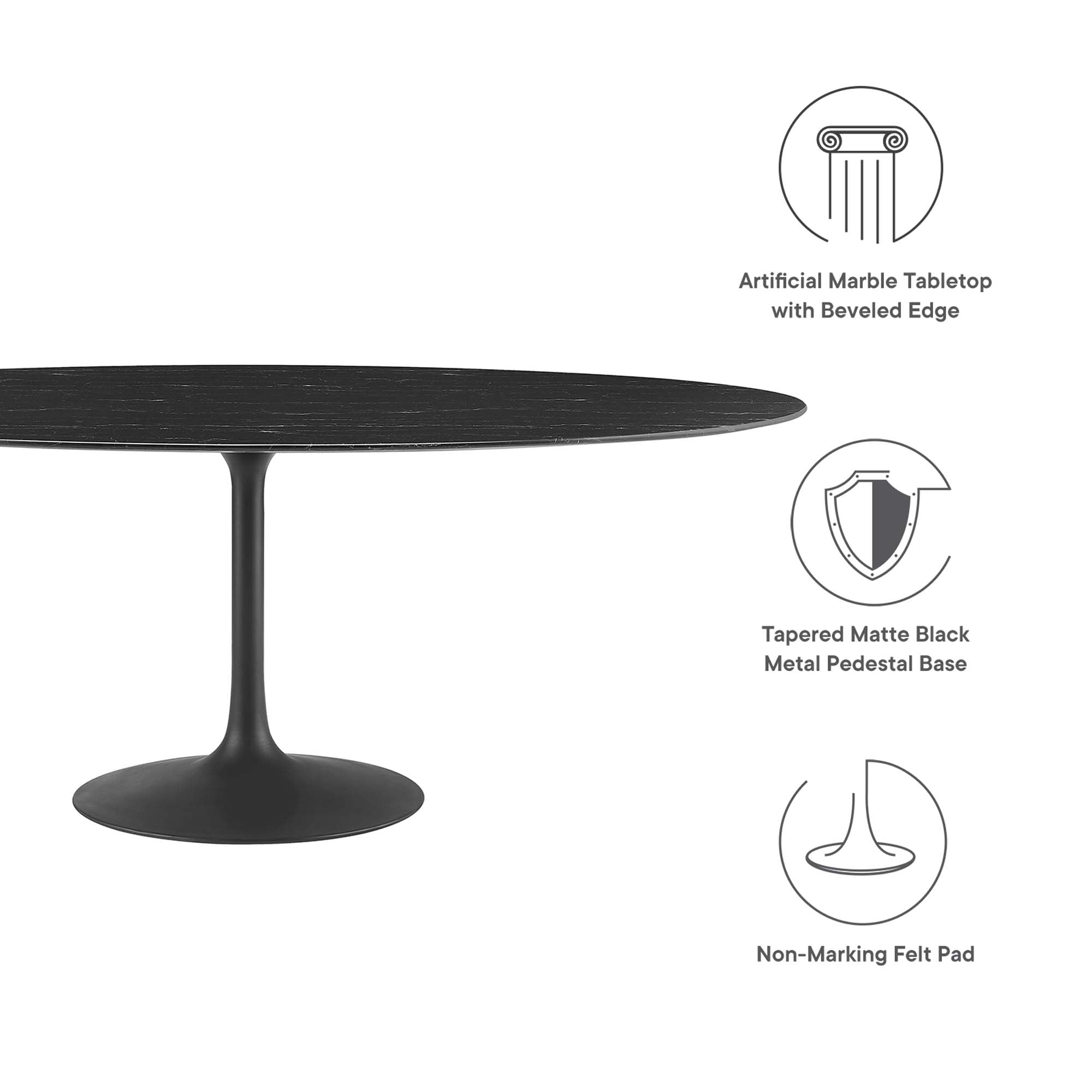 Lippa 78" Oval Faux Marble Dining Table - Black Black