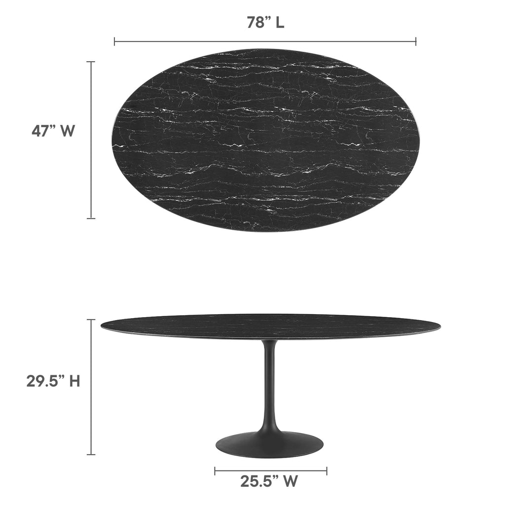 Lippa 78" Oval Faux Marble Dining Table - Black Black