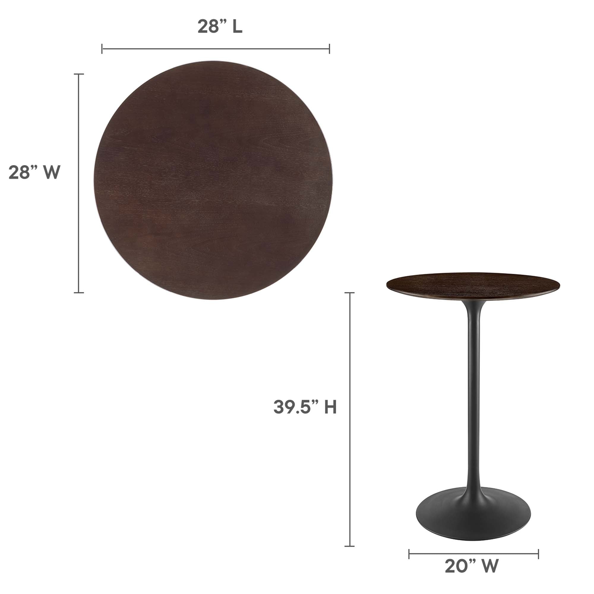 Lippa 28" Round Wood Bar Table - Black Cherry Walnut