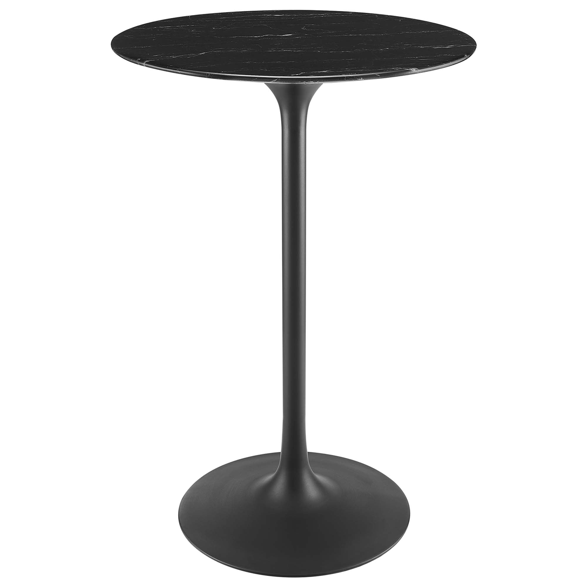 Lippa 28" Round Faux Marble Bar Table - Black Black