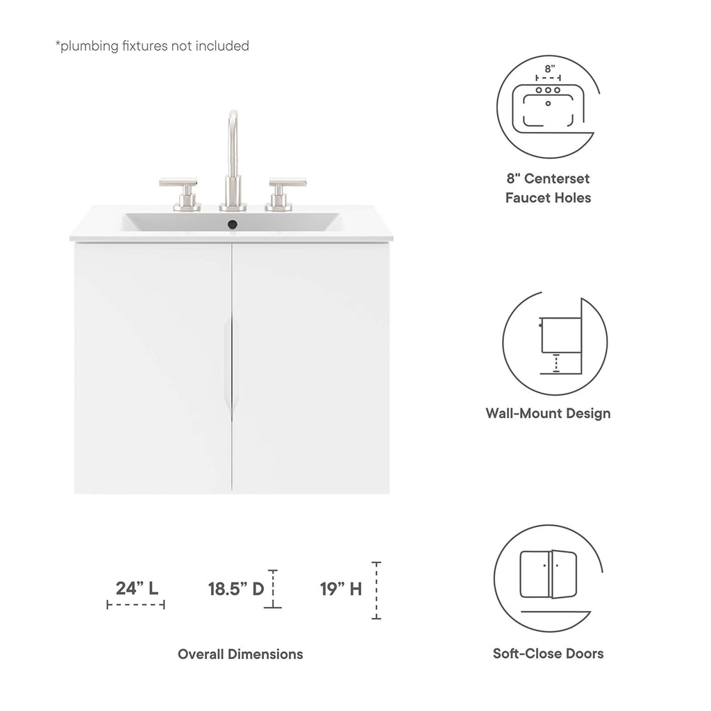 Vitality 24" Bathroom Vanity Cabinet (Sink Basin Not Included) - White