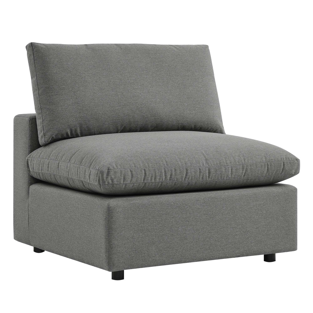 Commix Overstuffed Outdoor Patio Armless Chair - Charcoal