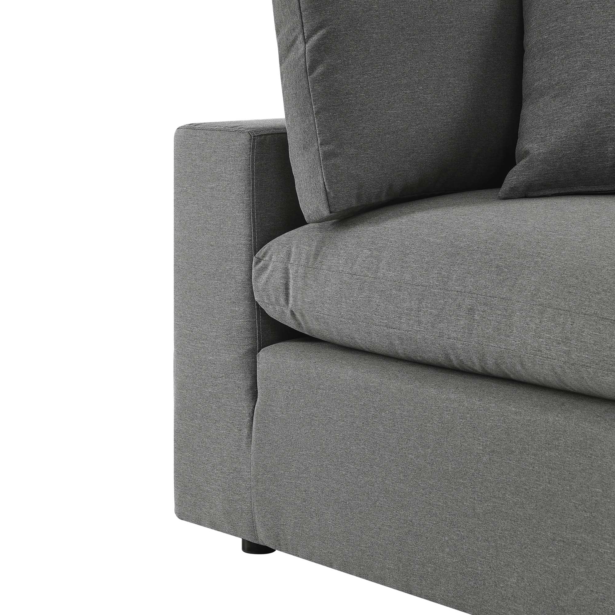 Commix Overstuffed Outdoor Patio Armless Chair - Charcoal