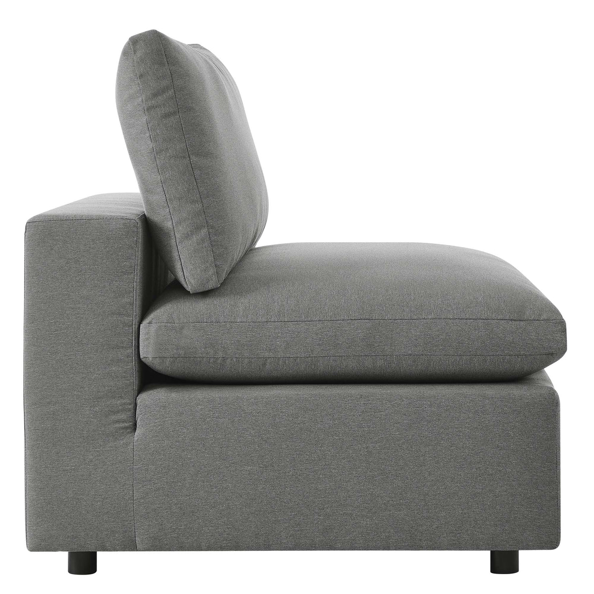 Commix Overstuffed Outdoor Patio Armless Chair - Charcoal