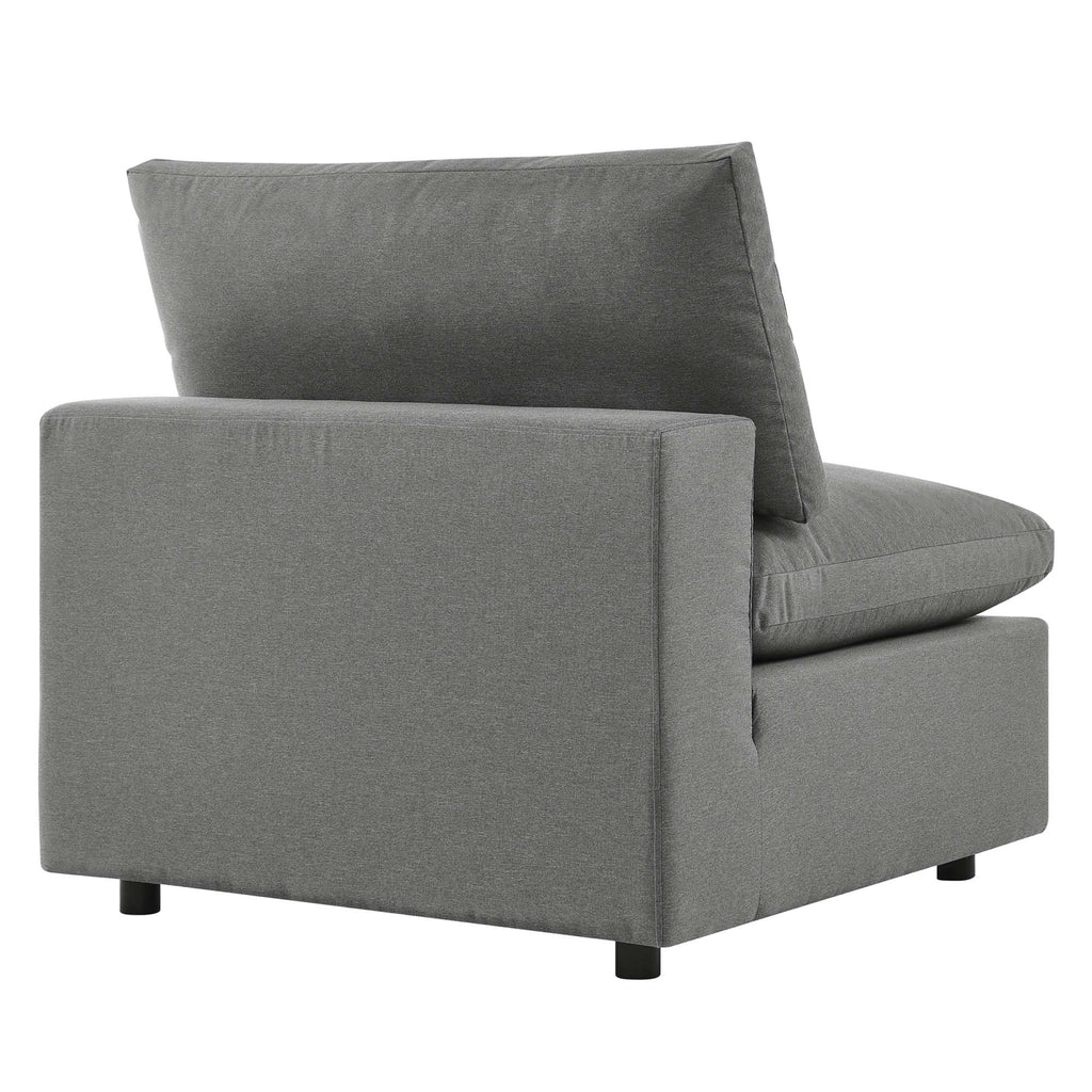 Commix Overstuffed Outdoor Patio Armless Chair - Charcoal