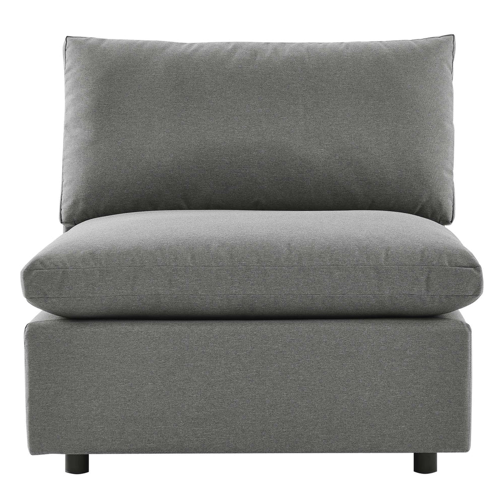 Commix Overstuffed Outdoor Patio Armless Chair - Charcoal