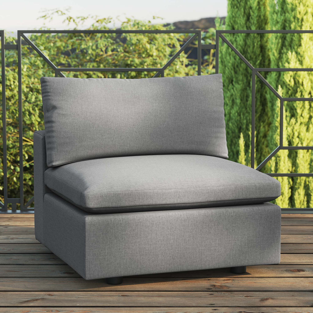 Commix Overstuffed Outdoor Patio Armless Chair - Charcoal