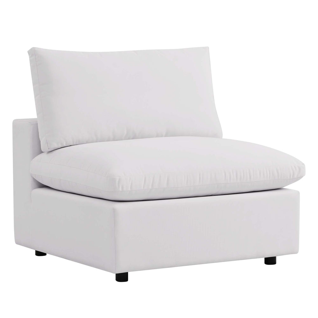 Commix Overstuffed Outdoor Patio Armless Chair - White