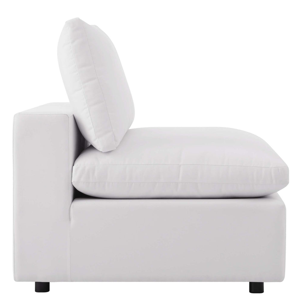 Commix Overstuffed Outdoor Patio Armless Chair - White