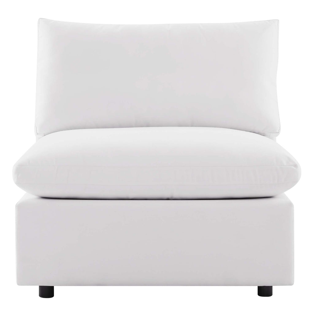 Commix Overstuffed Outdoor Patio Armless Chair - White