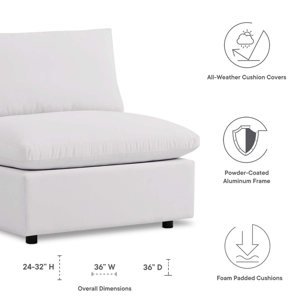 Commix Overstuffed Outdoor Patio Armless Chair - White