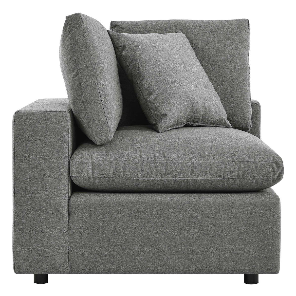 Commix Overstuffed Outdoor Patio Corner Chair - Charcoal
