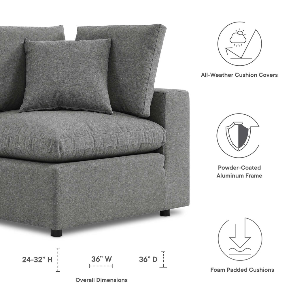 Commix Overstuffed Outdoor Patio Corner Chair - Charcoal