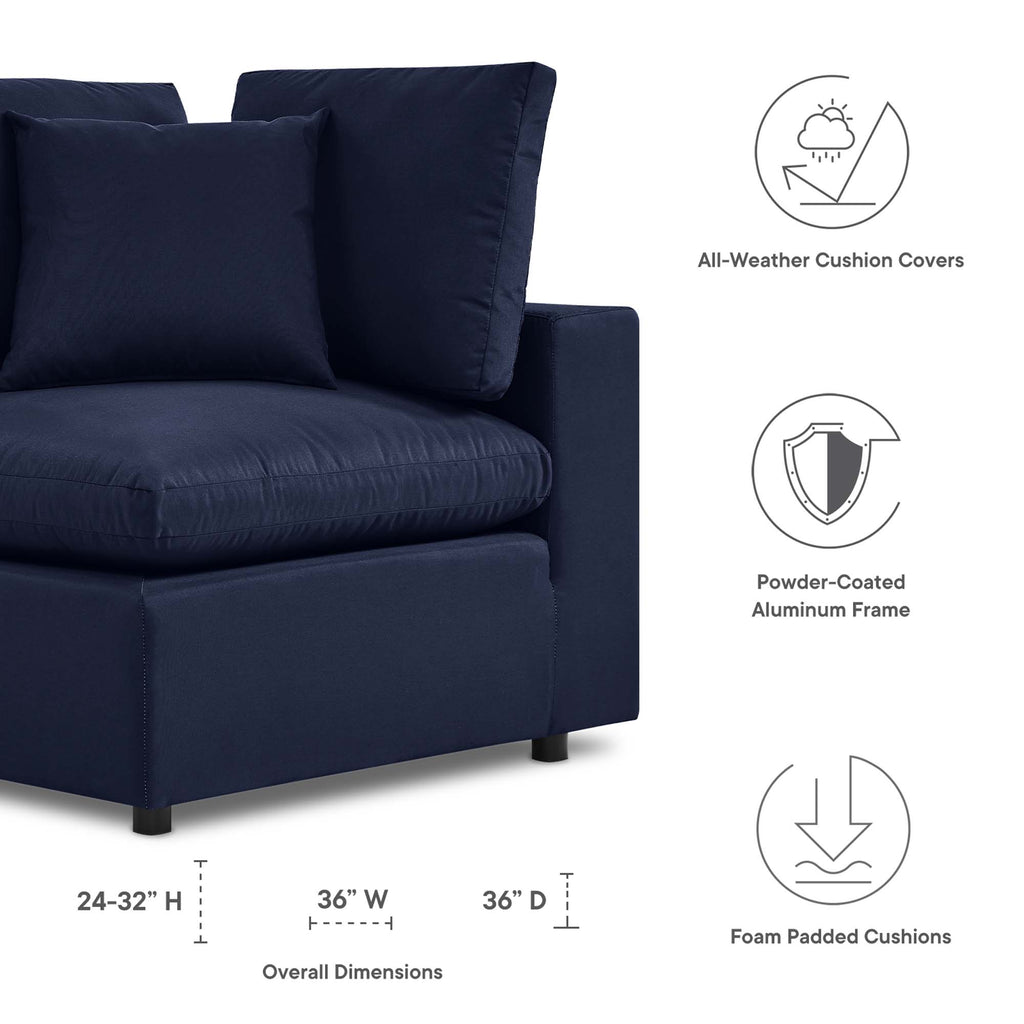 Commix Overstuffed Outdoor Patio Corner Chair - Navy