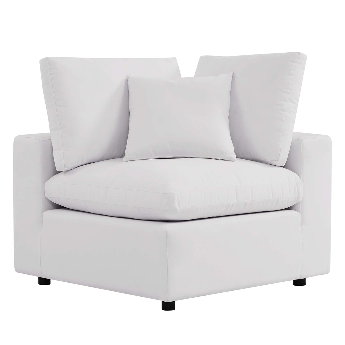 Commix Overstuffed Outdoor Patio Corner Chair - White