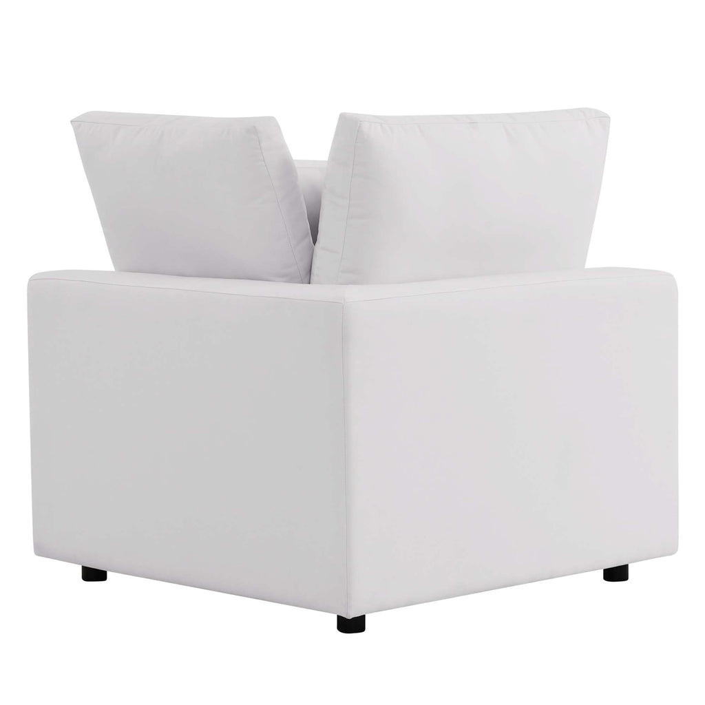 Commix Overstuffed Outdoor Patio Corner Chair - White