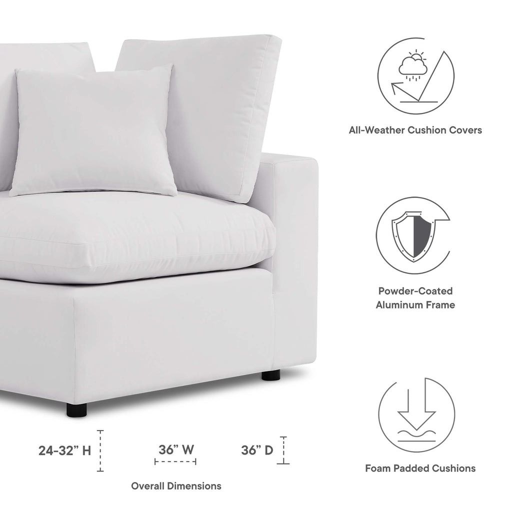 Commix Overstuffed Outdoor Patio Corner Chair - White