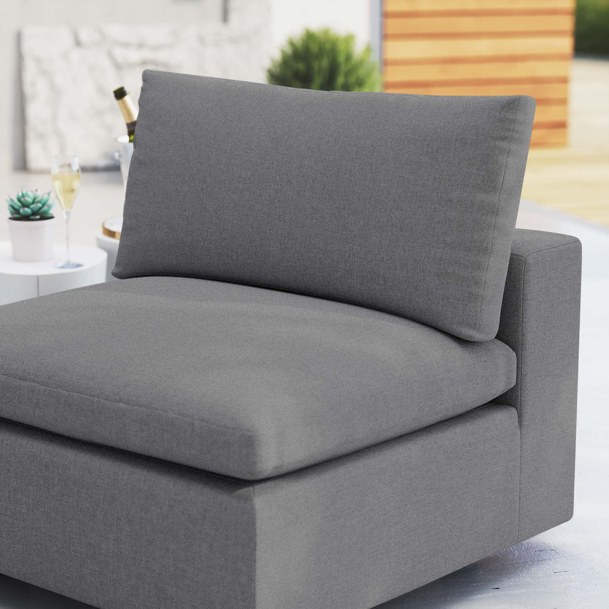 Commix Sunbrella Outdoor Patio Armless Chair - Gray