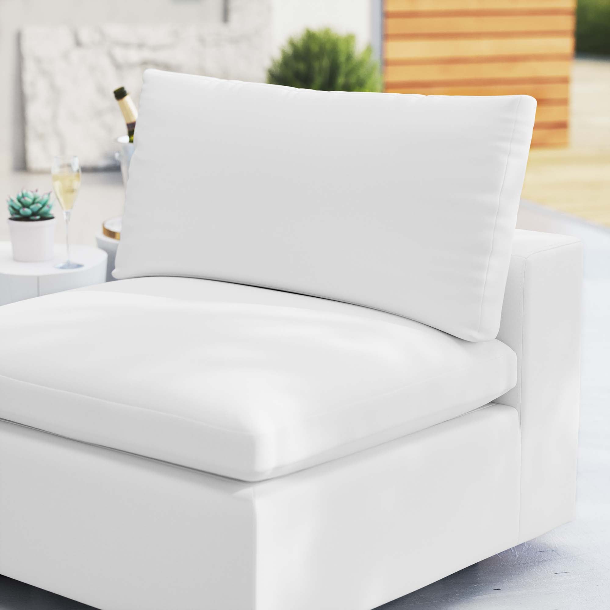 Commix Sunbrella Outdoor Patio Armless Chair - White