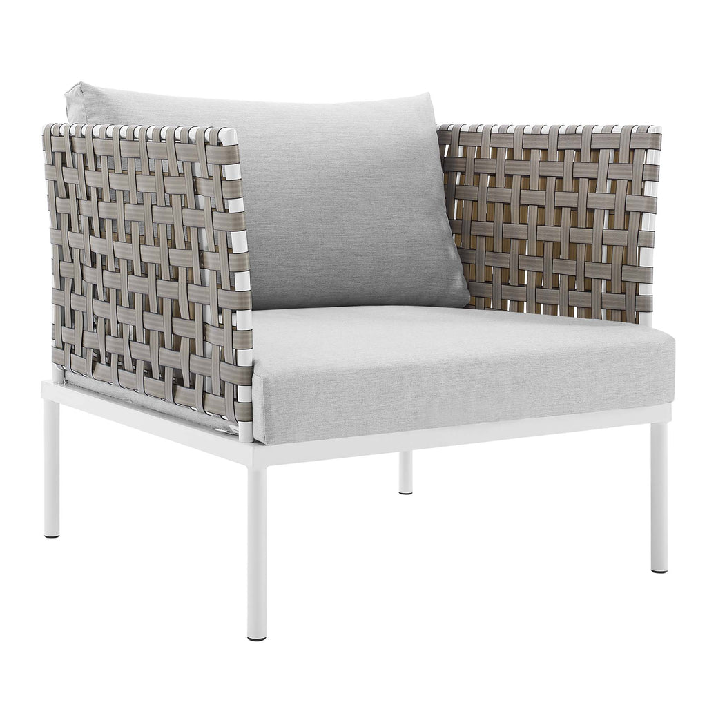 Harmony Sunbrella Basket Weave Outdoor Patio Aluminum Armchair - Tan Gray