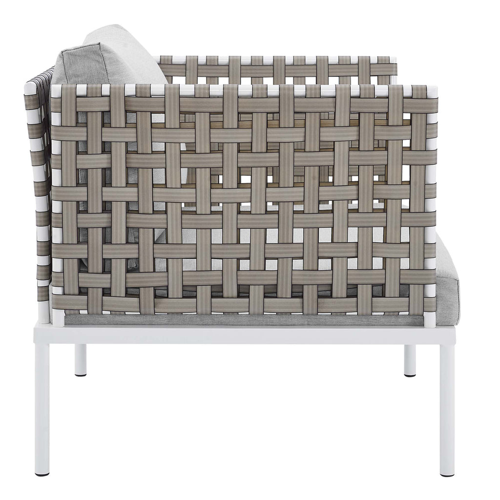 Harmony Sunbrella Basket Weave Outdoor Patio Aluminum Armchair - Tan Gray