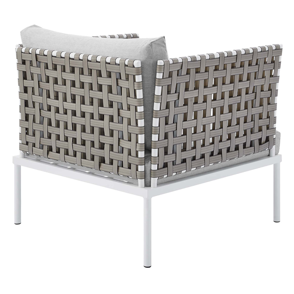 Harmony Sunbrella Basket Weave Outdoor Patio Aluminum Armchair - Tan Gray
