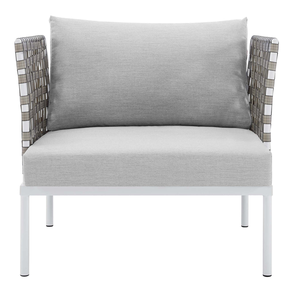 Harmony Sunbrella Basket Weave Outdoor Patio Aluminum Armchair - Tan Gray