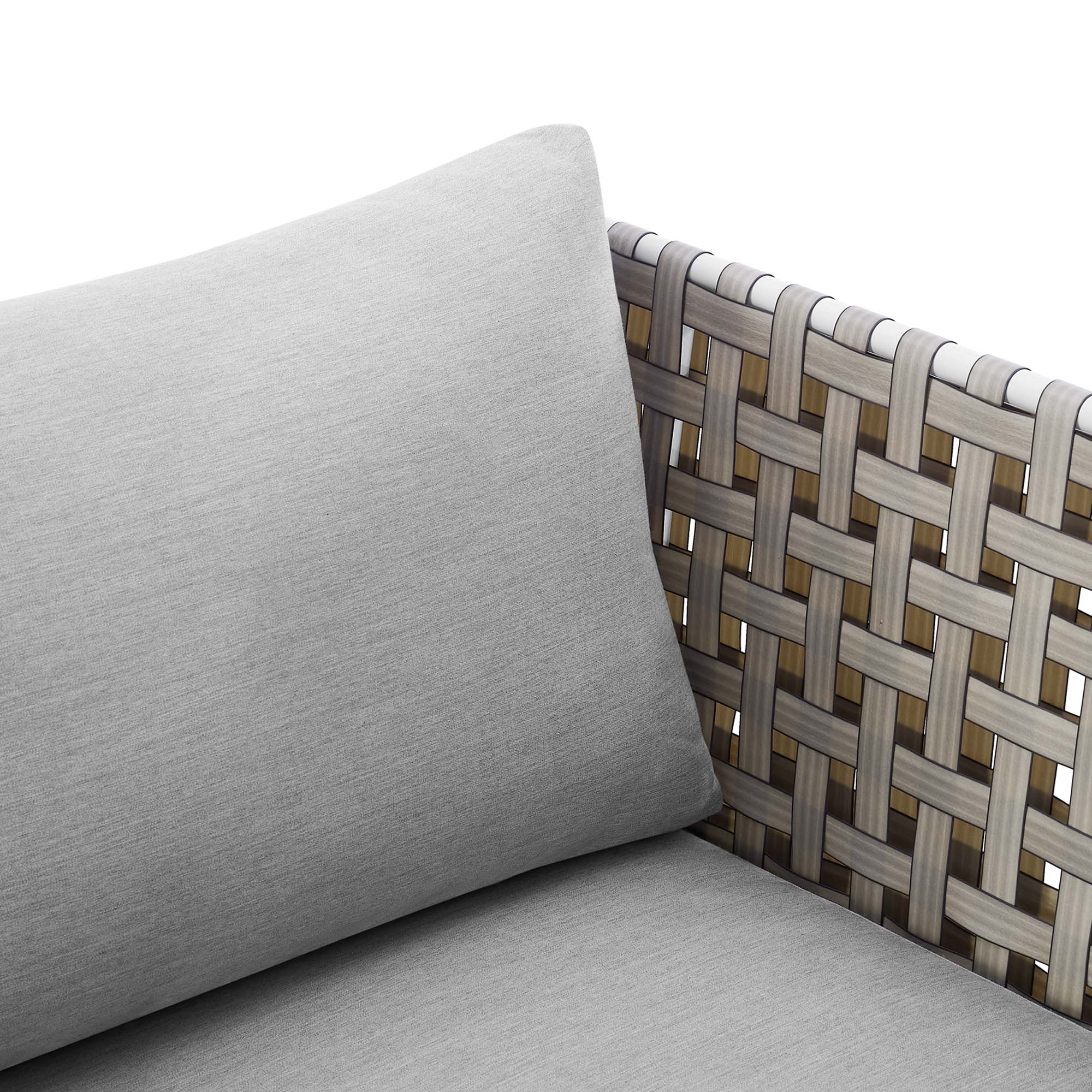 Harmony Sunbrella Basket Weave Outdoor Patio Aluminum Armchair - Tan Gray