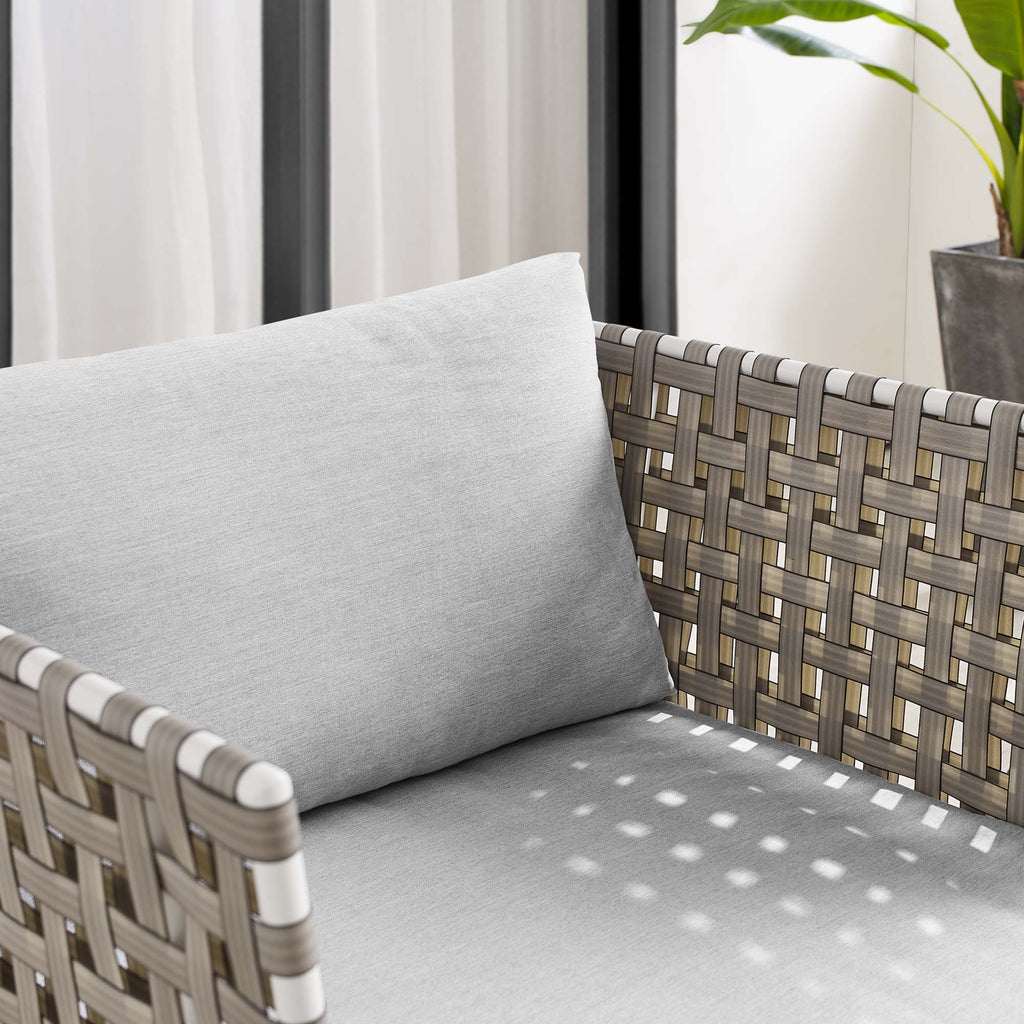 Harmony Sunbrella Basket Weave Outdoor Patio Aluminum Armchair - Tan Gray