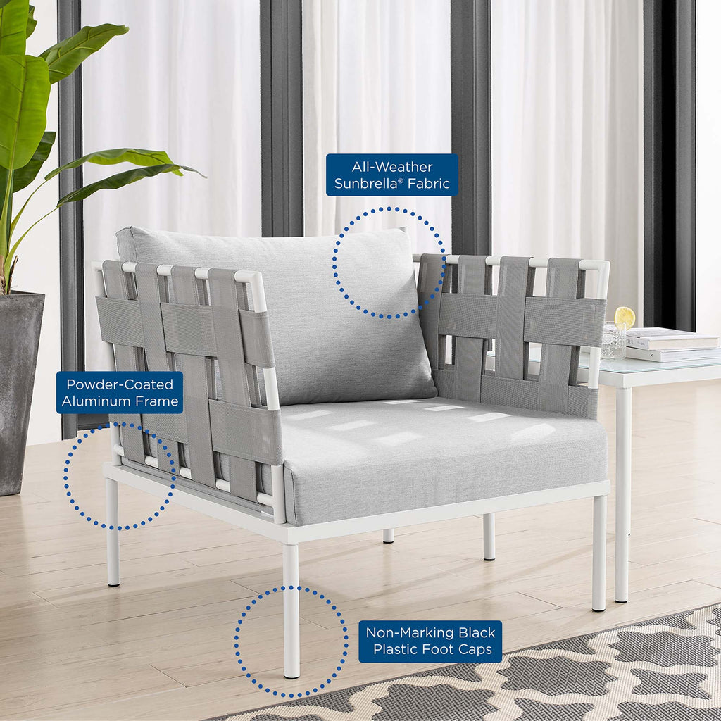 Harmony Sunbrella Outdoor Patio Aluminum Armchair - Gray Gray