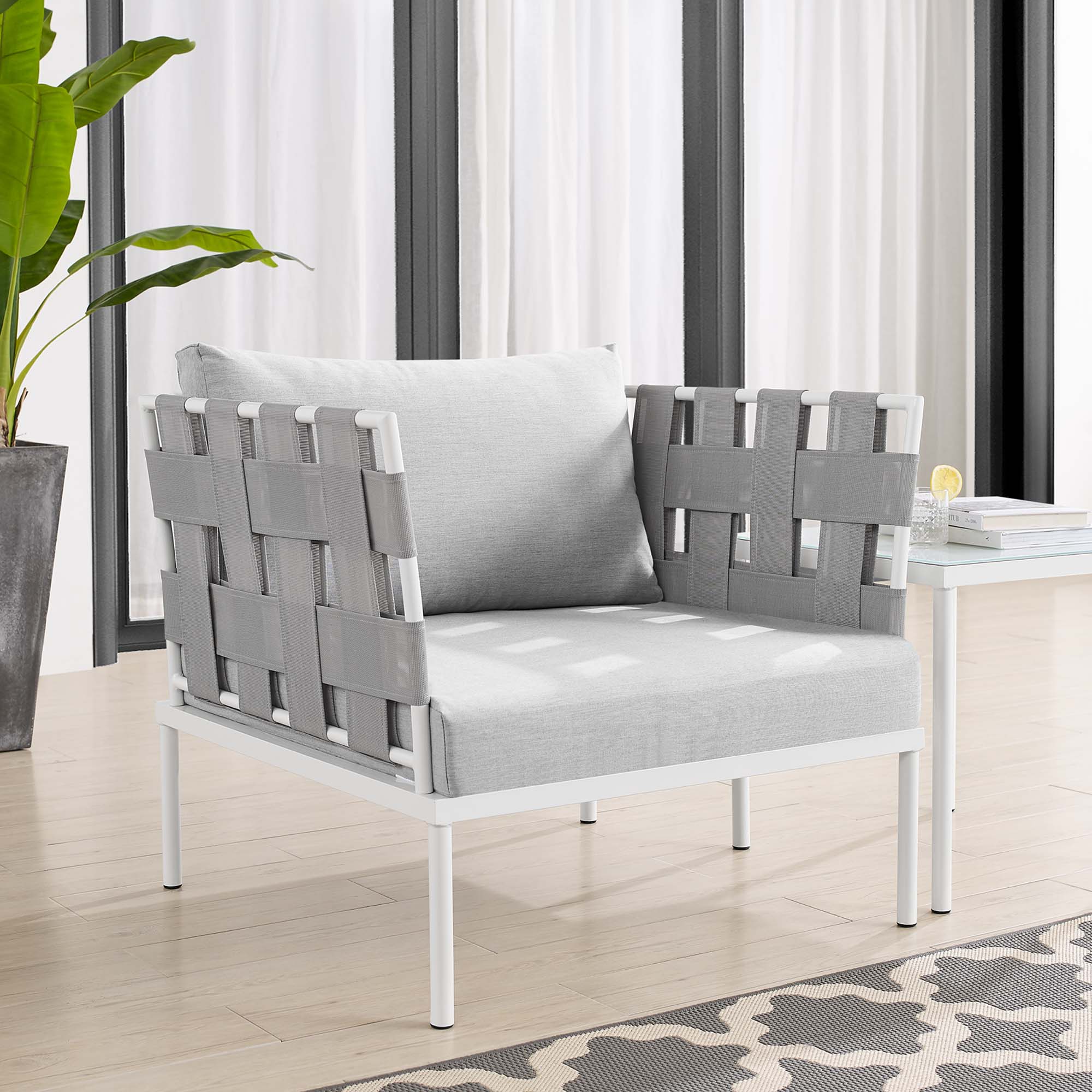 Harmony Sunbrella Outdoor Patio Aluminum Armchair - Gray Gray
