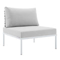 Harmony Sunbrella Basket Weave Outdoor Patio Aluminum Armless Chair - Taupe Gray