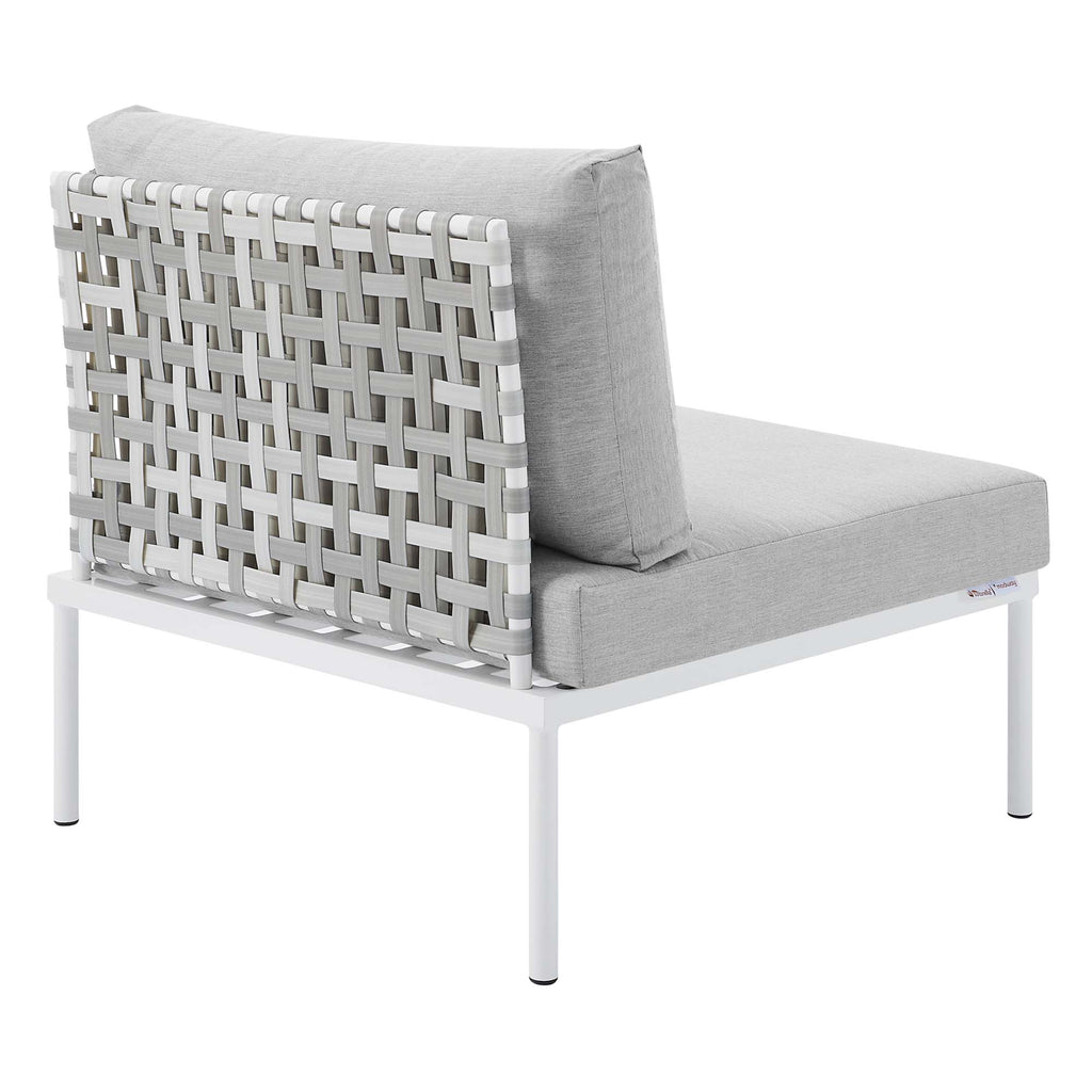 Harmony Sunbrella Basket Weave Outdoor Patio Aluminum Armless Chair - Taupe Gray