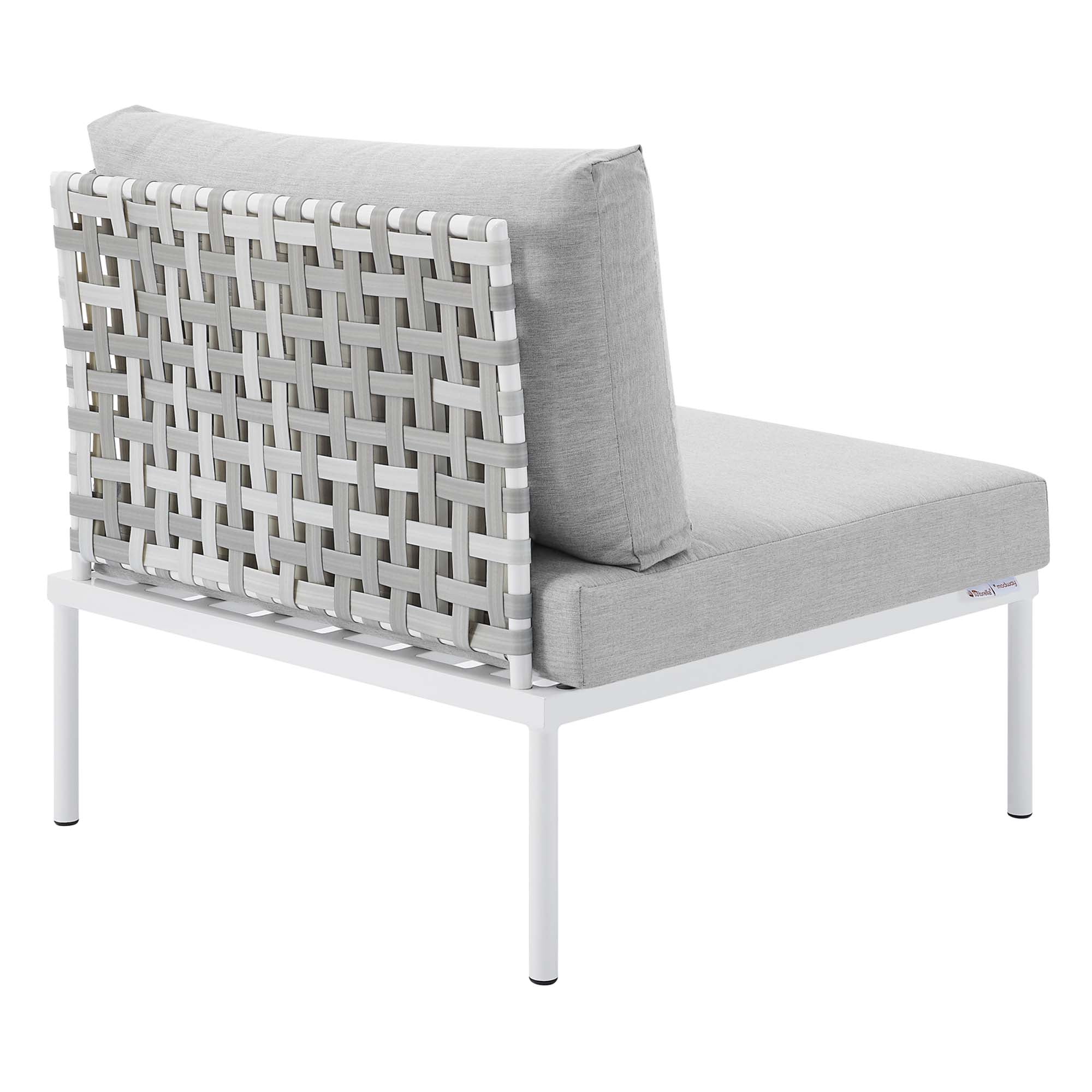 Harmony Sunbrella Basket Weave Outdoor Patio Aluminum Armless Chair - Taupe Gray