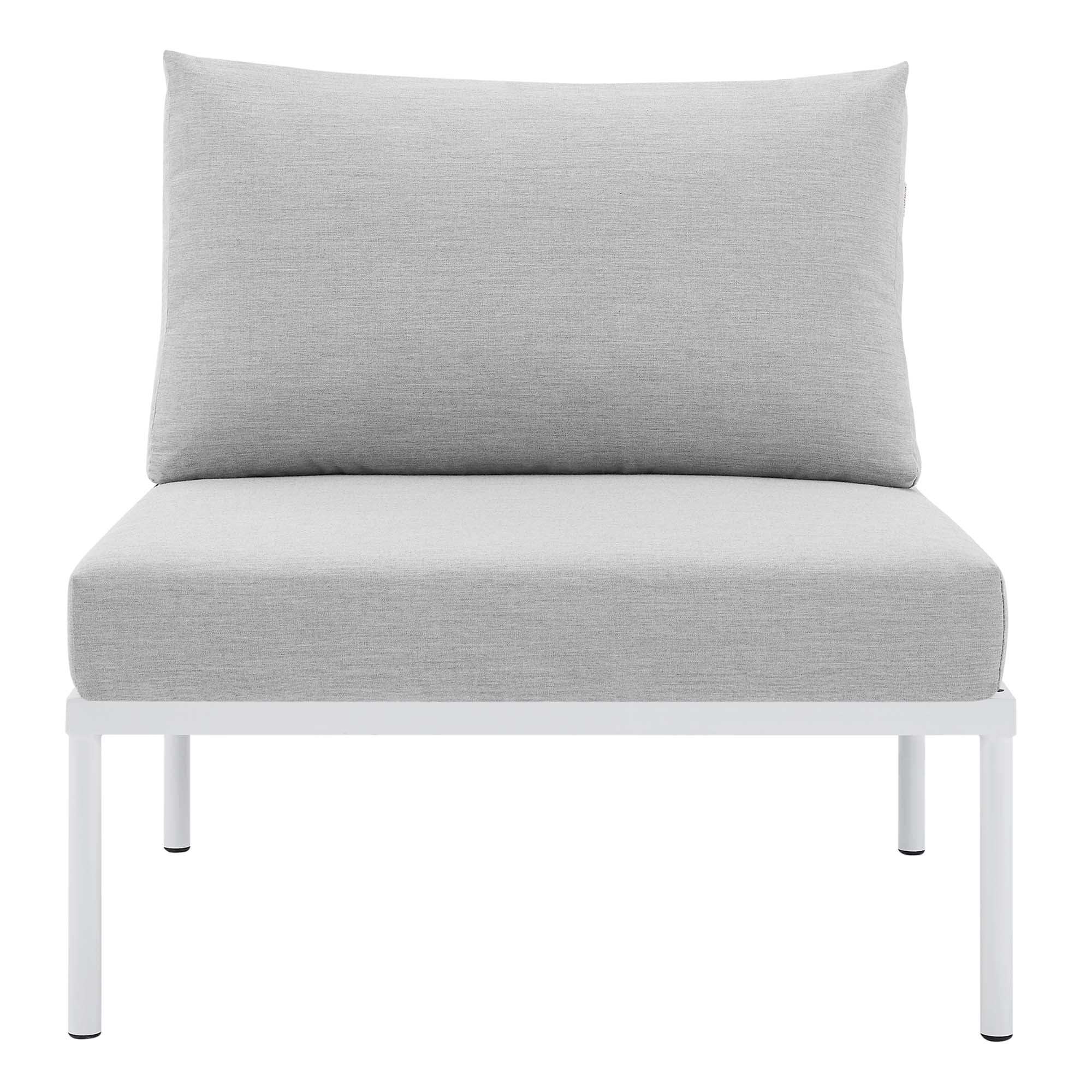 Harmony Sunbrella Basket Weave Outdoor Patio Aluminum Armless Chair - Taupe Gray