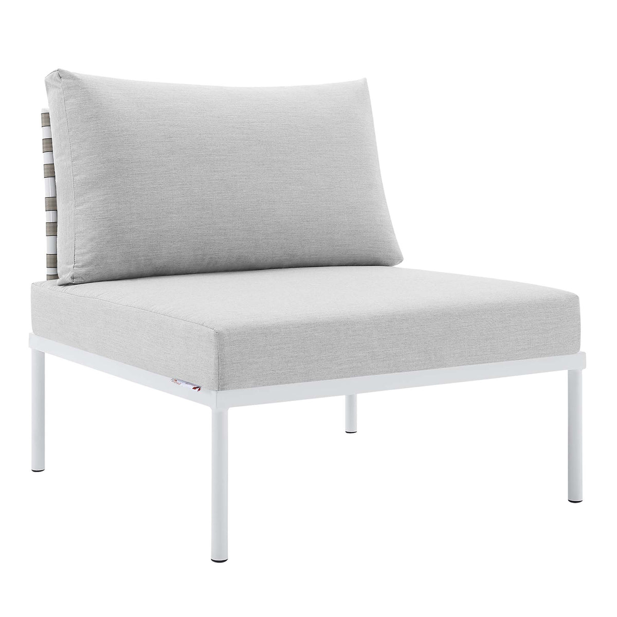 Harmony Sunbrella Basket Weave Outdoor Patio Aluminum Armless Chair - Tan Gray