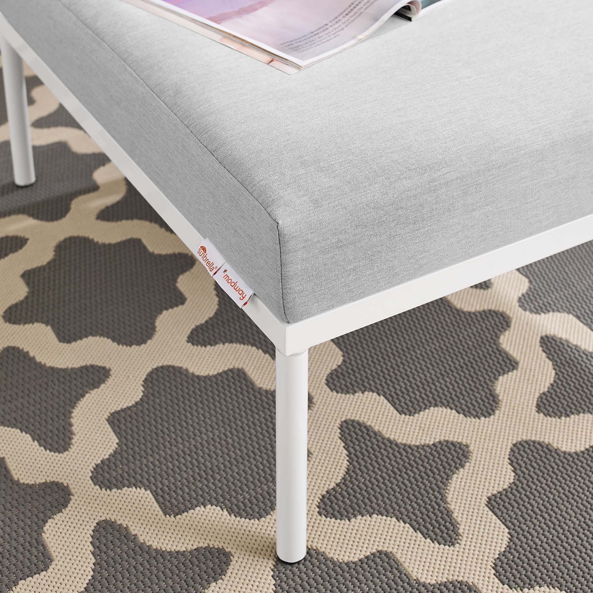 Harmony Sunbrella Outdoor Patio Aluminum Ottoman - Gray