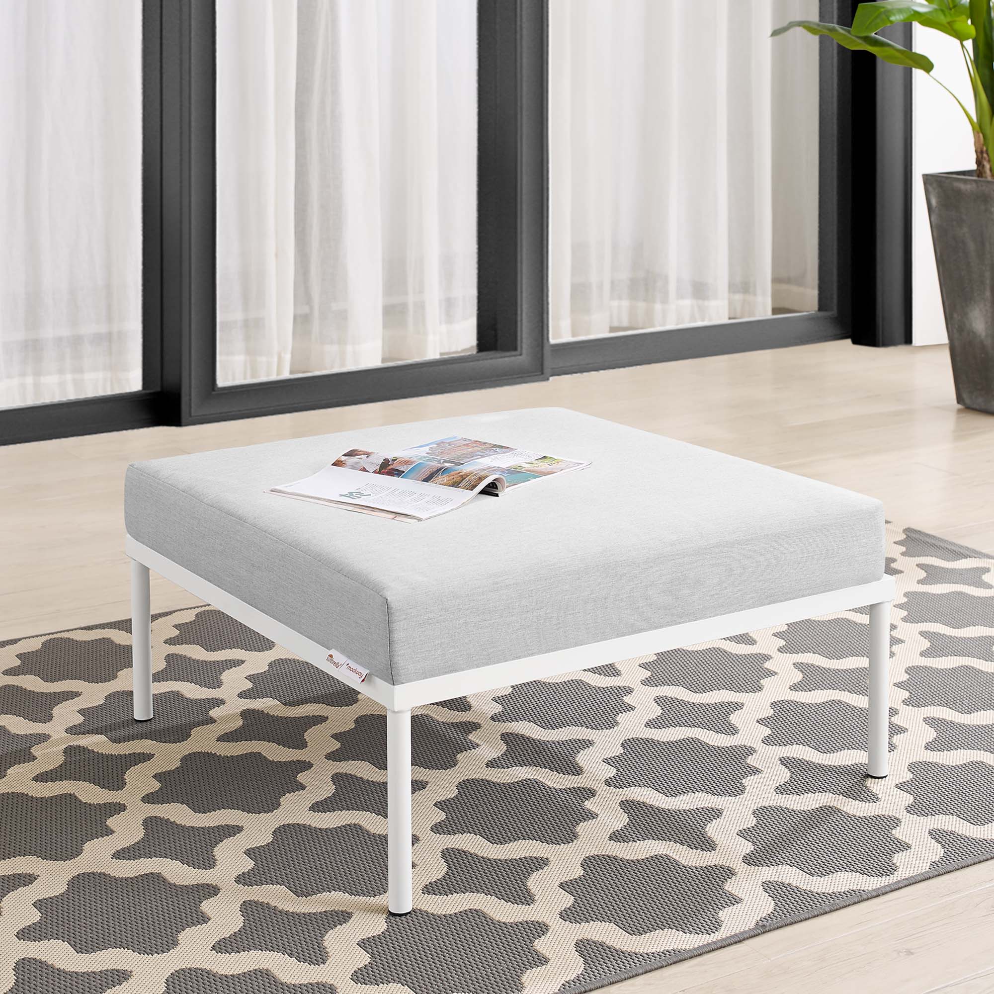 Harmony Sunbrella Outdoor Patio Aluminum Ottoman - Gray
