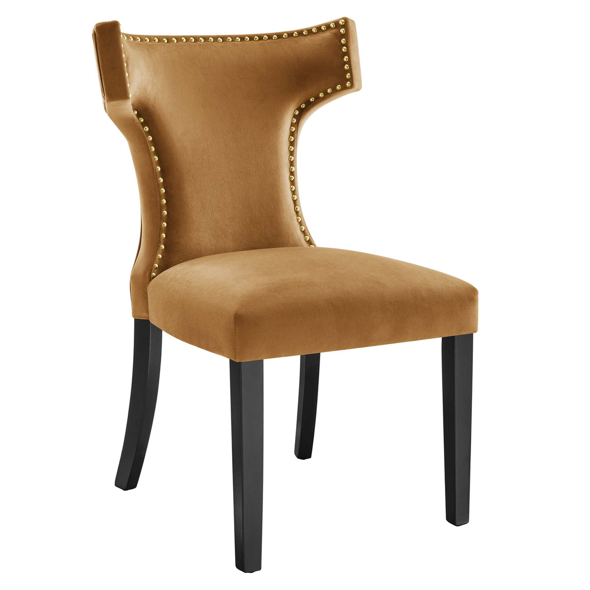 Curve Performance Velvet Dining Chairs Set of 2 - Cognac