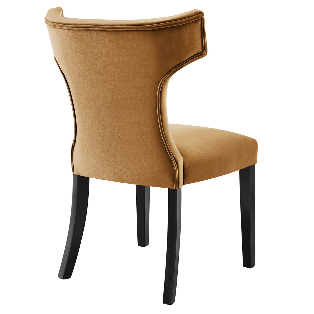 Curve Performance Velvet Dining Chairs Set of 2 - Cognac