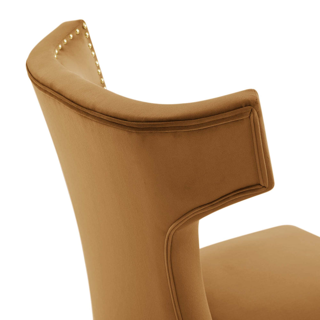Curve Performance Velvet Dining Chairs Set of 2 - Cognac