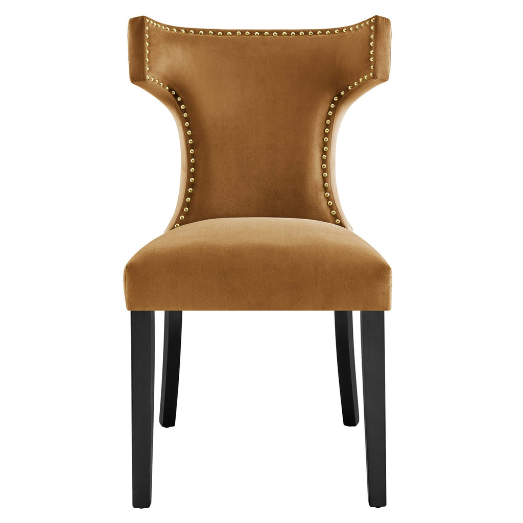 Curve Performance Velvet Dining Chairs Set of 2 - Cognac