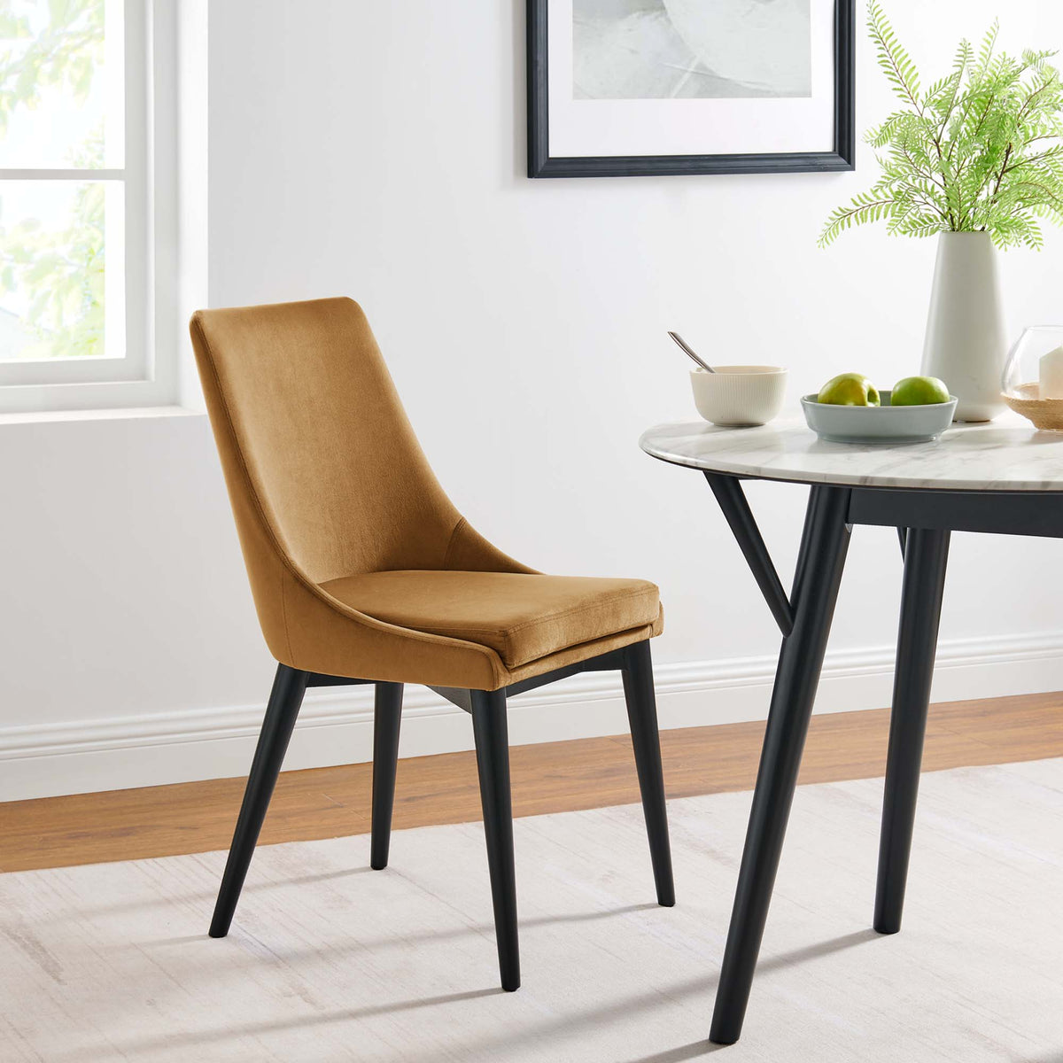 Viscount Performance Velvet Dining Chair - Cognac