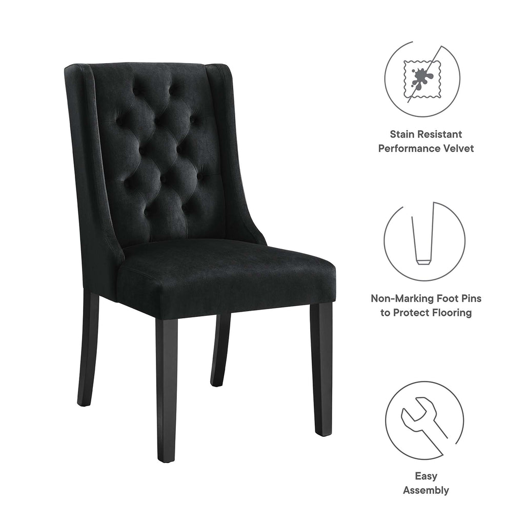Baronet Performance Velvet Dining Chairs Set of 2 - Black