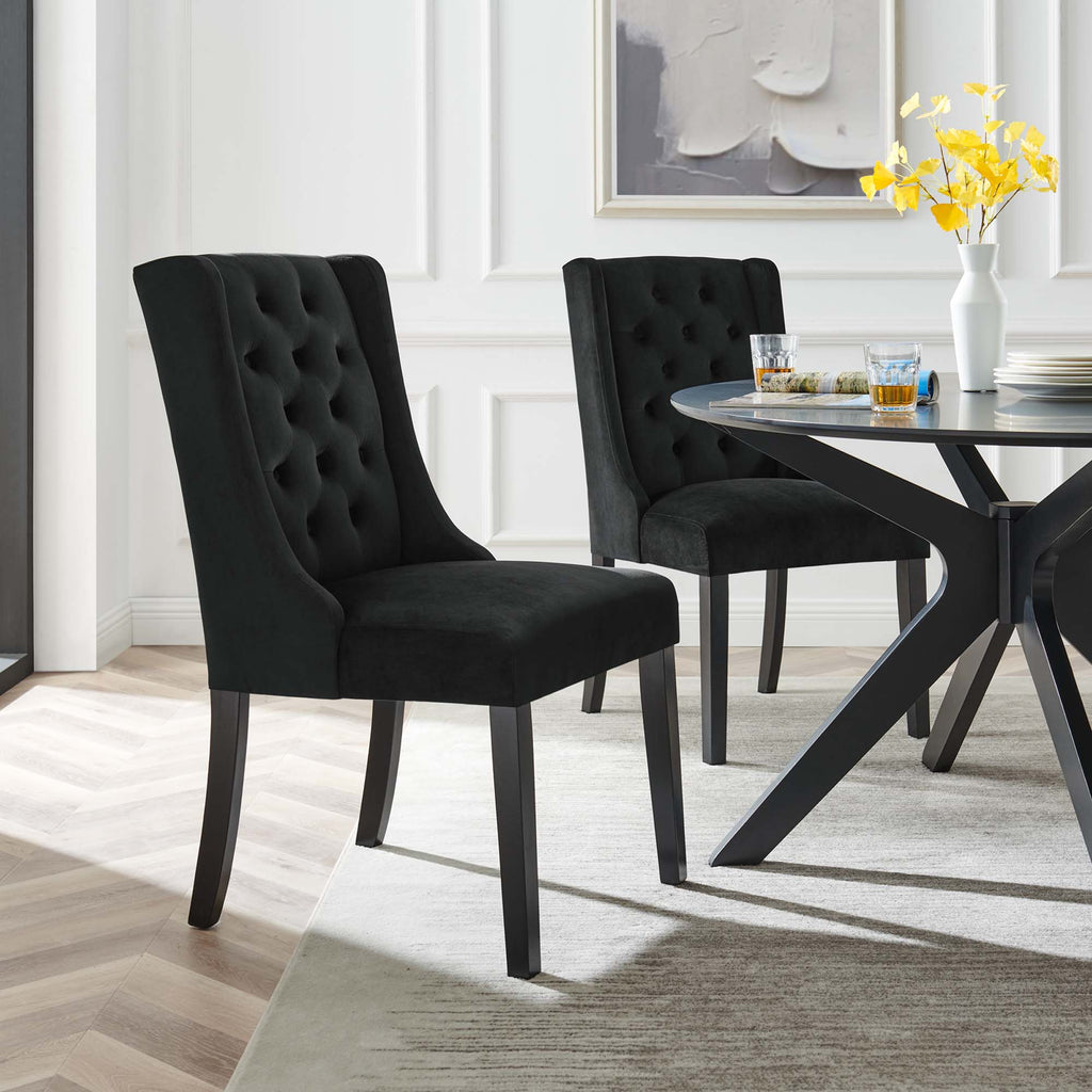 Baronet Performance Velvet Dining Chairs Set of 2 - Black